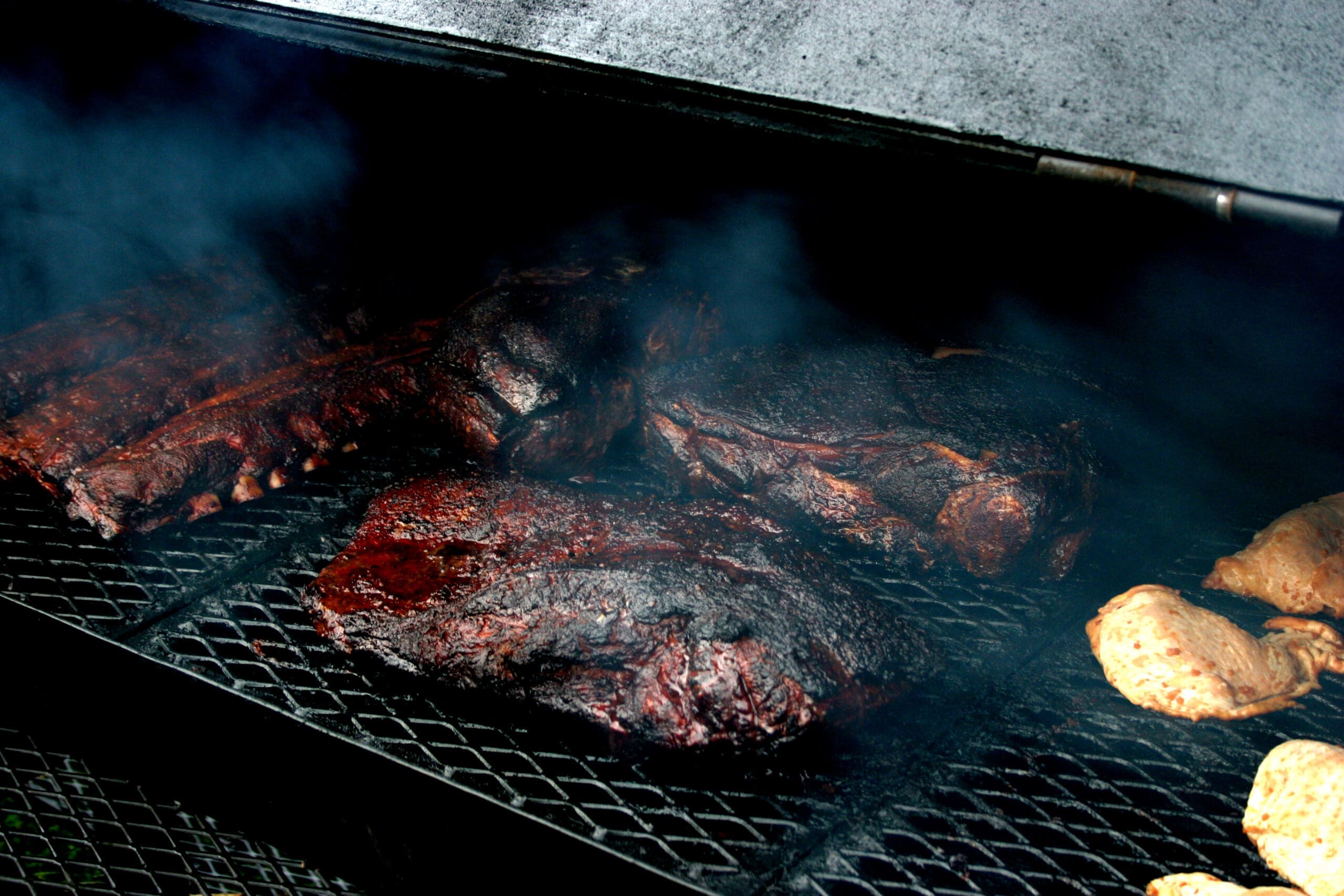 Picture of a smoker at a BBQ contest with winning brisket