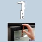 Merchandising Strip Hanger for Cooler Door with illustartion