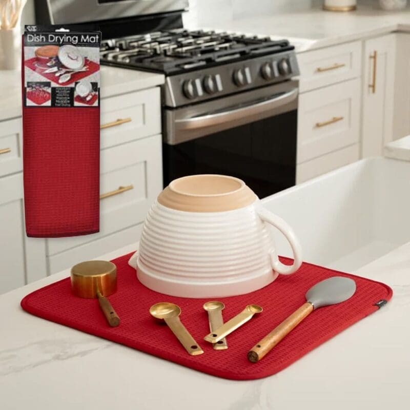 Red Dish Drying Mat XL 18" x 24" - 6 PACK