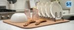 Cream Dish drying Mat with dishes on top