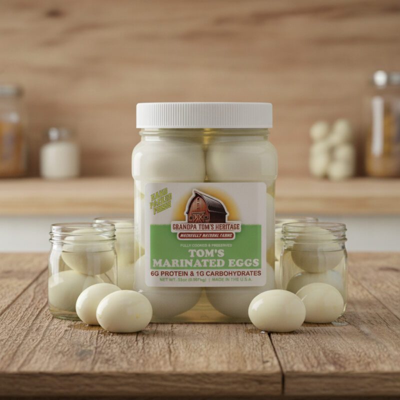 Tom's Marinated Eggs 32 oz in a case of 12