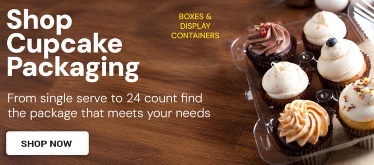 Shop cupcake containers shows a open plastic cupcake container with cupcakes