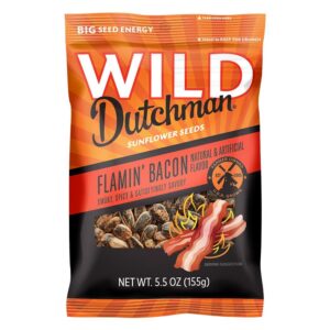 Wild Dutchman Flamin Bacon Flavor Sunflower Seeds 5.5oz - 12 Pack