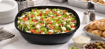 Large catering disposable container on table