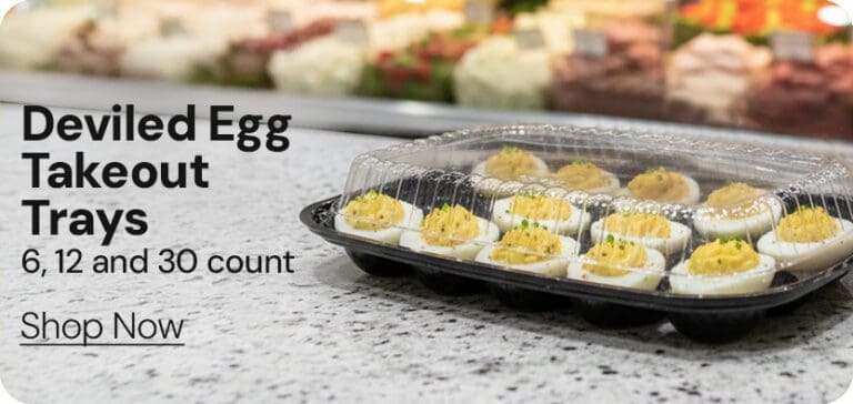 Deviled egg Trays shown on deli counter
