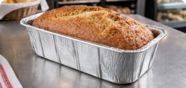 Foil bake container with bread inside