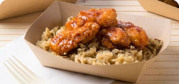 Food Boat Showing Chicken and rice inside