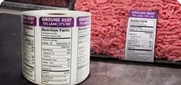 Nutritional Labels shown in use on ground beef