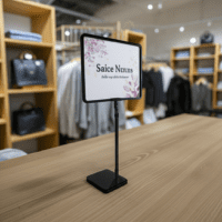 Store Sign Frame with Metal Stand Adjustable – Black 8.5″ x 11″