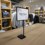 Store Sign Frame with Metal Stand Adjustable – Black 8.5″ x 11″