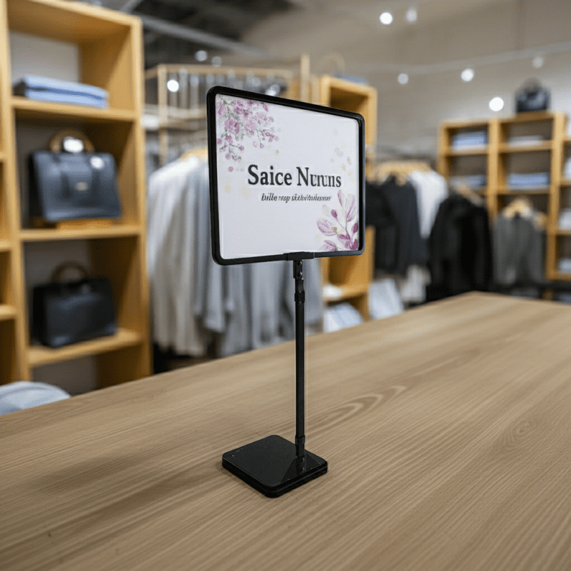 Store Sign Frame with Metal Stand Adjustable – Black 8.5″ x 11″