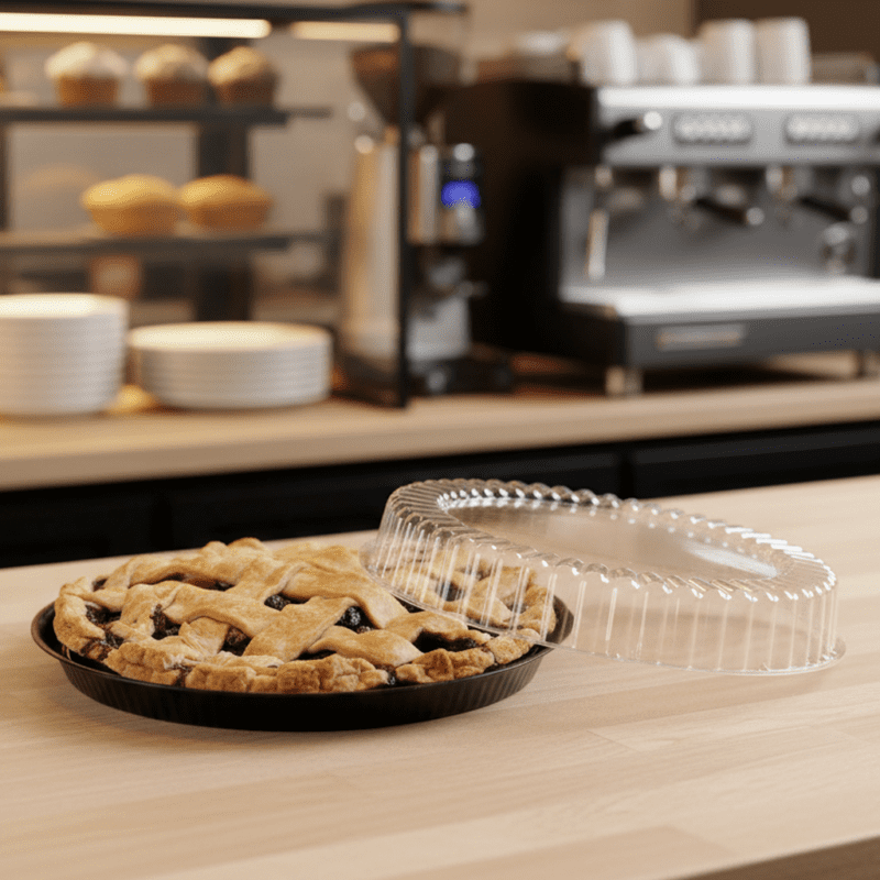 10 inch Pie Container Black Base High Dome Lid
