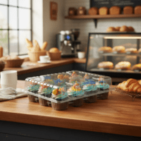 12 Count Cupcake Takeout Container on bakery counter
