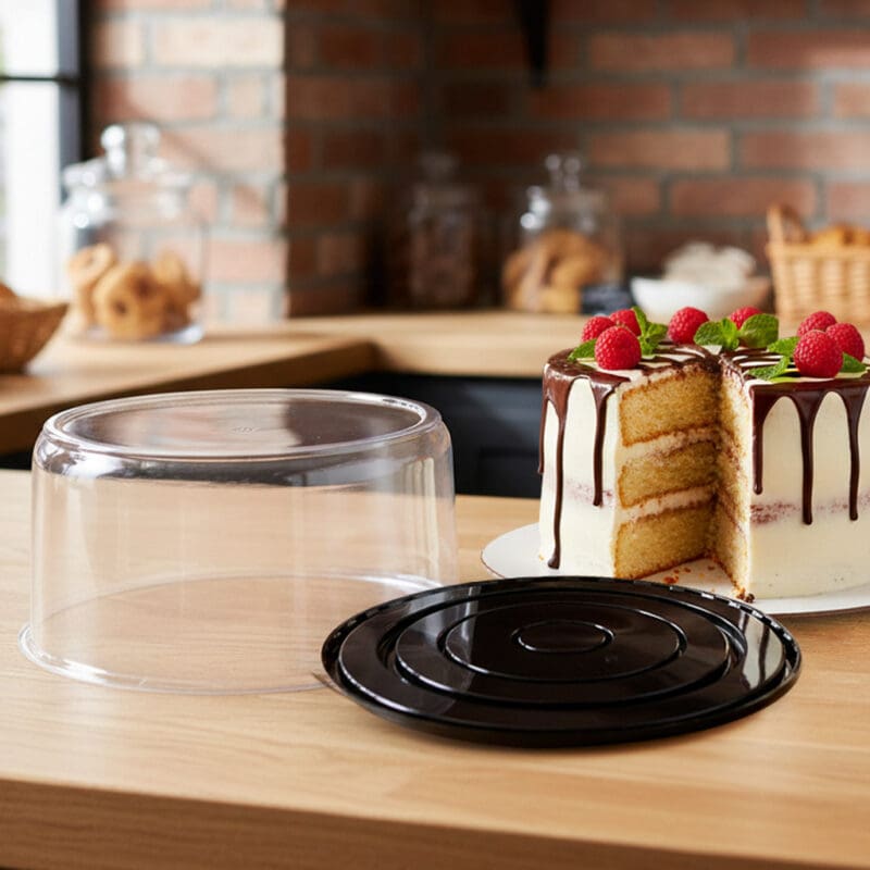 12 inch Cake Container 2 Layer Black Base with Clear Lid