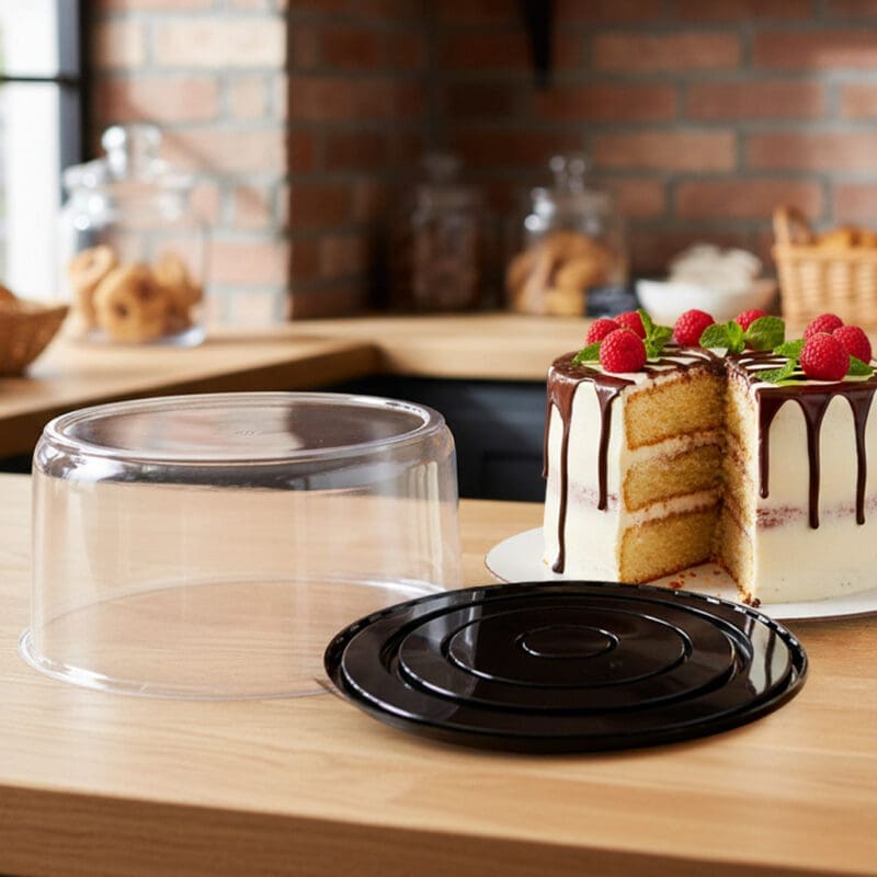 12 inch Cake Container 2 Layer Black Base with Clear Lid