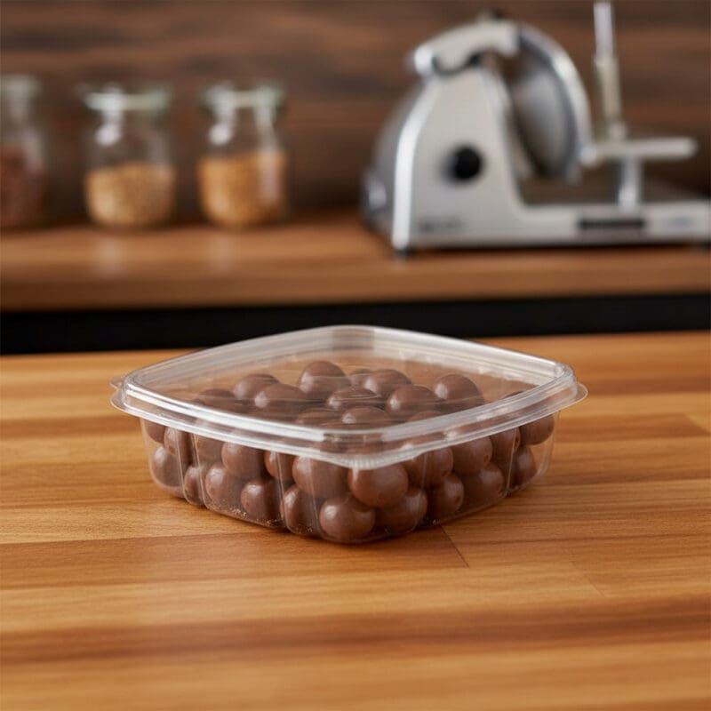 8 oz. Deli Hinged Container with Flat Lid