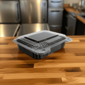 Square Utility Clamshell on table