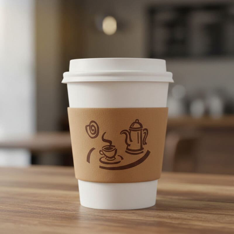 Sleeves for Hot Cups – Kraft with Printed Coffee Cup