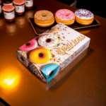 Half Dozen Donut Box Stock Print – Delicious Design with donuts behind