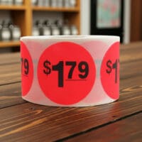 1 dollar and 79 cents Label Stickers Round Red with black print