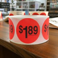 1 dollar and 89 cents Label Stickers Round Red with black print