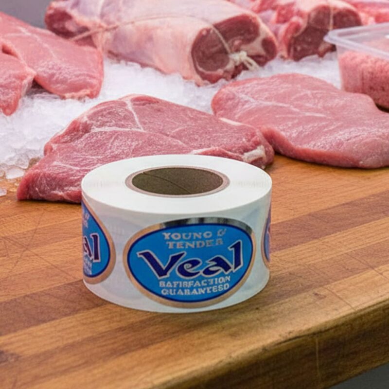 500152 Veal Silver Foil Label Butcher Sticker Veal Silver Foil Label Butcher Sticker