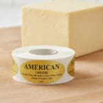 American Cheese Label Stickers on gold foil