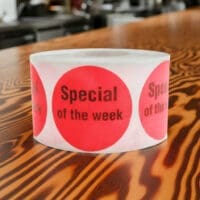 Special of the Week Label Stickers on a Round Sticker