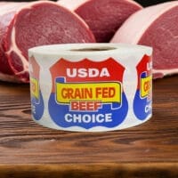 USDA Label Butcher Sticker Grain Fed Beef Choice