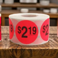 2 dollars and 99 cents Label Stickers Round Red with black print