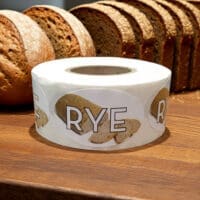 Rye Bread Label Bakery Bread Sticker with Bread in Background