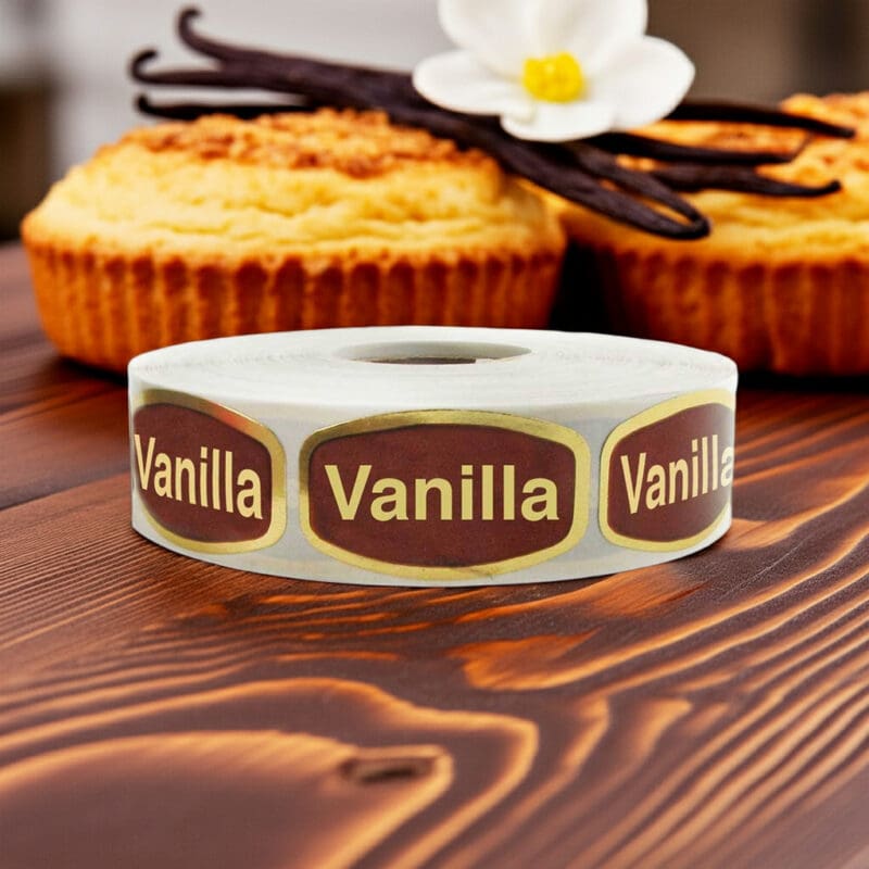 Vanilla Label Stickers Gold Foil Flavor Sticker