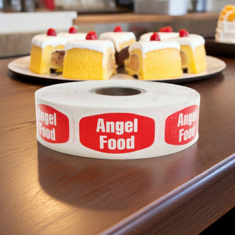 568139 Angel Food Cake Label Bakery Flavor Stickers with cake Angel Food Cake Label Bakery Flavor Stickers with cake