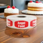 Angel Food Cake Label Bakery Flavor Stickers white print red label