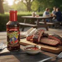 grandma fosters spicy barbecue sauce with BBQ meats