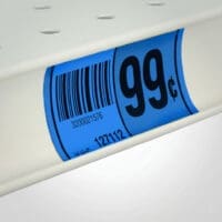 Plastic Blue Shelf Chips 2 inch long in Lozier retail shelving channel