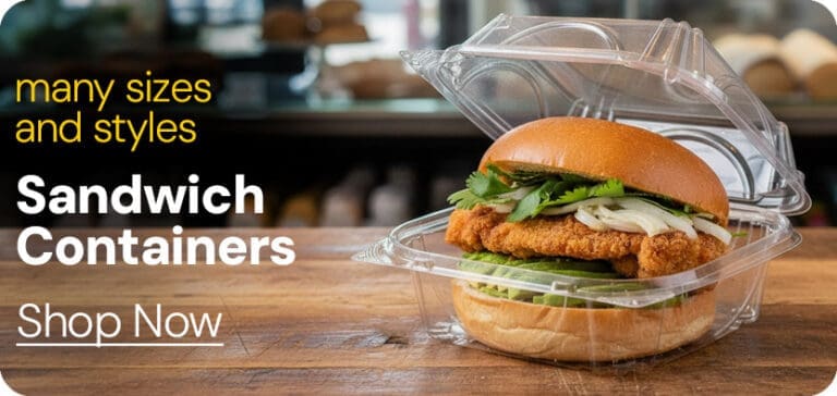 Sandwich containers for disposable takeout