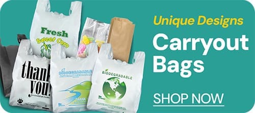 Carryout Bags shop now shown with many shopping bags