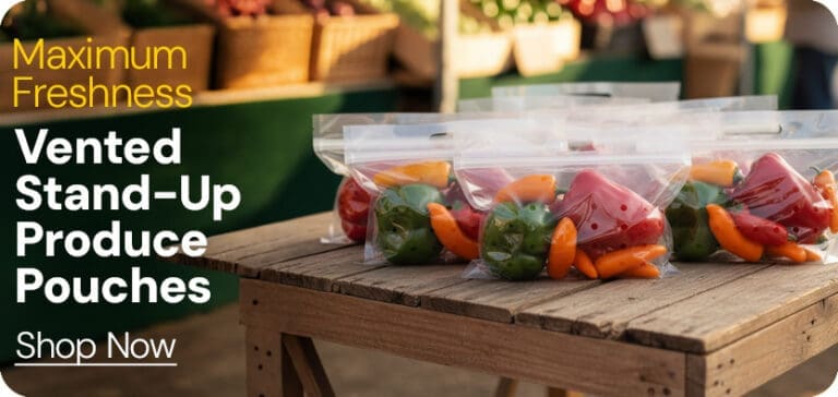 Vented Produce Pouches for retail fruits and veggies sales