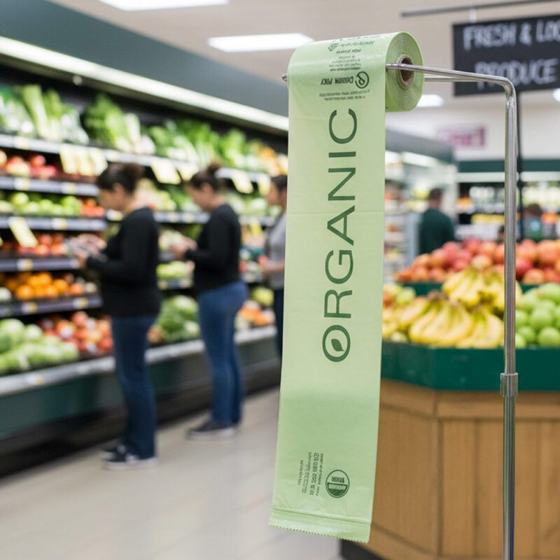 100273-Organic-Produce-Roll-Bags-Pull-N-Pak2 Organic Produce Roll Bags green with large organic Print