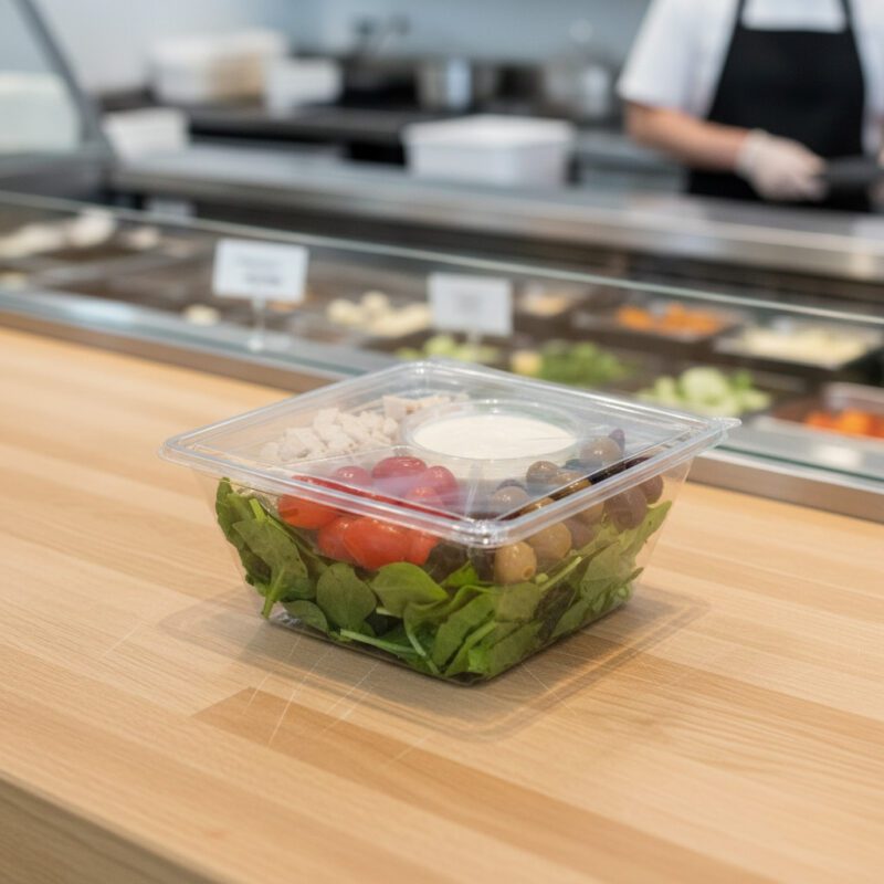 261611-48oz-Large-Square-Bowl-Container-Tamper-Evident 48 ounce tamper evident takeout plastic contai er
