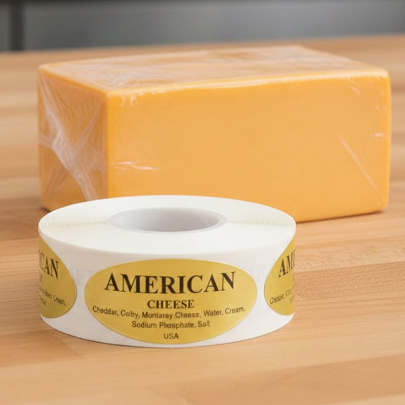 500263-American-Cheese-Label-Stickers American cheese sticker on gold foil label