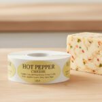 Hot pepper cheese sticker on gold foil label