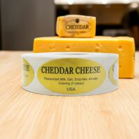 cheddar cheese label on a gold foil label