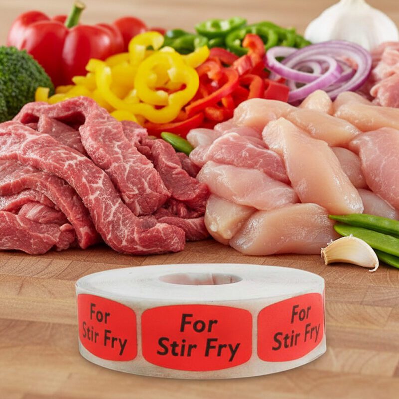 510035-For-Stir-Fry-Label for stir fry sticker on a red label with black print
