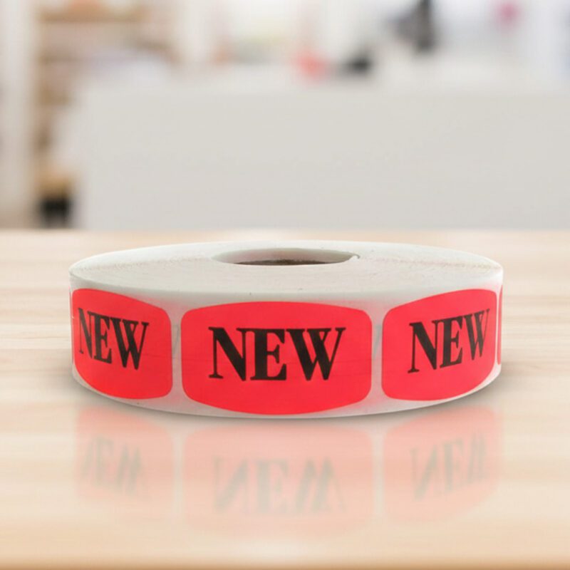 510064-New-Label-Stickers new sticker on a red label with black text