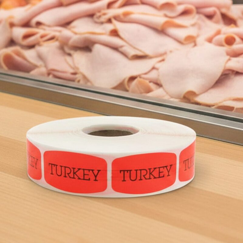 520069-Turkey-Deli-Label-Stickers-2 Turkey sticker red identification label with black print on a roll of stickers