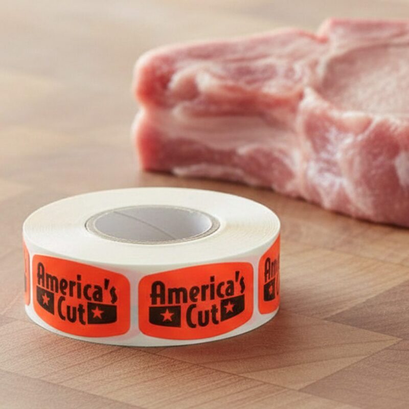 540037-America's-Cut america's cut sticker on a red label with black print