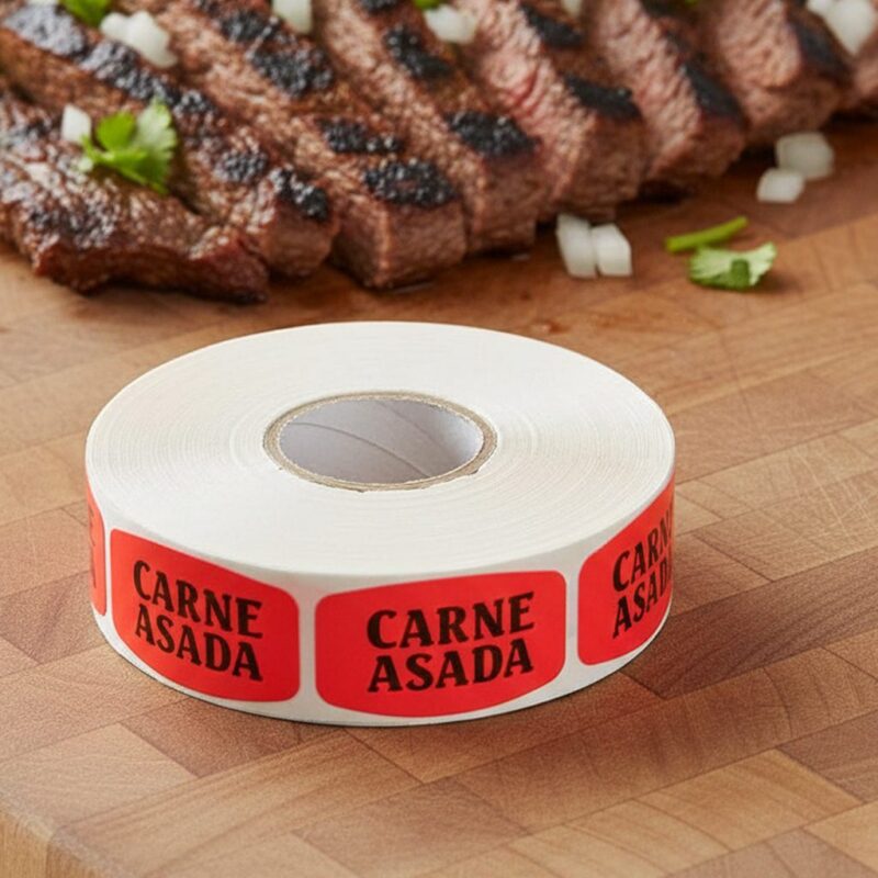 540123-Carne-Asada-Label carne asada sticker on a red label with black print