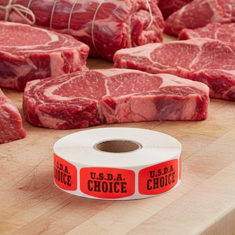 540124-USDA-Choice-Label USDA choice sticker on a red label with black text